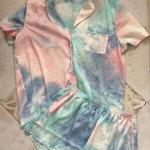Tie-Dye Satin Pajama Set